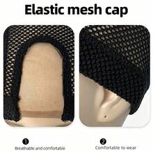 2/4 قطعة غطاء شعر مستعار U-Part مقاس 1.4X3 بوصة (تقريبًا 3.6X7.6 سم)، يستخدم لصنع أغطية الشعر المستعار من الدانتيل، غطاء شعر مستعار شبكي مرن منسوج ذو قمة مستديرة (أسود) - مشاهدة 9