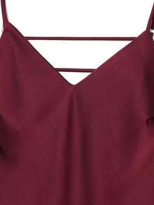 Vestido de satén con escote en V y espalda descubierta, elegante vestido de fiesta/evento con estilo de lencería, negro de verano - Burdeos - Ver 5