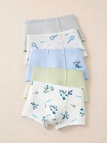 Balabala 5pcs Boys' High Quality Briefs, Patterned And Solid Classic Designs - Light Blue - View 4