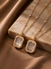 1pc Fashion New Simple Transparent Love Box Opening And Closing Free DIY Necklace Simple Light Luxury Versatile Clavicle Chain, Plated With 18K Gold, Necklace Box Set Jewelry, Talisman Pendant, Waterproof, Sweatproof, Not Easy To Oxidize, Showcasing Female Charm, Women's Jewelry - Multicolor - View 5