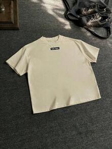 INFLATION Camiseta de Manga Corta para Hombre con Estampado de Dibujos Animados, Casual y Versátil para Uso Diario - Albaricoque - Ver 2