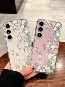 1 Piece Soft Romantic Fashion Floral Print Phone Case Compatible With Huawei Honor, Galaxy A04e/12/A13/A14/A34/A50/A52/A53/A54/S21/S22/S23/S24/S25/S25Ultra/S25FE/S26/S26 PLUS/S26 ULTRA/S26 EDGE, 6A/7A/8A, 12T/13T/15T/15T Pro - 透明 2 - 查看 2