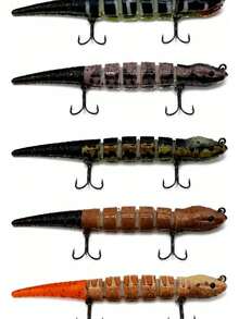 Kit Com 5 Isca Articulada Lagartixa Meia Água11cm Multicores - multi cores - Visão 1