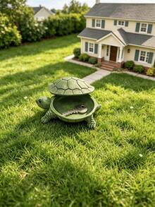 1個海龜造型蓋式收納盒，可隱藏鑰匙和小物品，裝飾性海龜盒適合戶外使用，可用作雕像或鑰匙架，給園藝愛好者的絕佳禮物 - 烏龜 - 查看 2