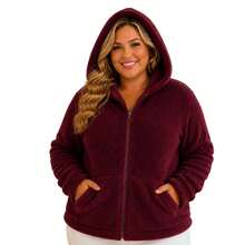 Plush Teddy Coat With A Soft Touch And Perfect Comfort For Cold Winter Days! 12925.C1 - 酒紅色 - 查看 1