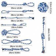 7pcs Dog Rope Knot Toys, Interactive Chewing Rope Ball Toys, Washable Durable Tug Toys For Small And Medium Dogs, Daily Training And Teeth Cleaning - Blue - View 6