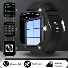 Đồng hồ thông minh màn hình cảm ứng HD 1.83 inch, pin dung lượng lớn 180mAh, dây đeo silicon, phù hợp cho cả nam và nữ, gọi/nhận cuộc gọi không dây, đếm bước chân, chế độ đạp xe, chạy bộ, leo núi, nhắc nhở cuộc gọi/ngồi yên, báo thức, phát nhạc không dây, điều khiển camera, pin sạc, chức năng không dây, thích hợp làm quà tặng ngày lễ cho bạn bè, người yêu, người lớn tuổi, đồng nghiệp. - Xem 2