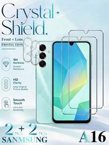 4合1套裝 - 適用於 Galaxy A16，包含 2 個螢幕保護貼 + 2 個相機鏡頭保護貼，強化玻璃，超清 9H 硬度，適用於 Galaxy A17/A16/A14/S21FE/S23FE/A54/A15/A31/A34/A35/A55/M53/M54/M55 手機殼，無氣泡，耐用，完美手機配件，適合送給家人和朋友的禮物 - 無色 - 查看 23