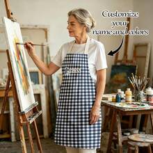 1pc Customizable Linen Kitchen Apron - Personalized Design With Photo Or Text, Multiple Sizes Available - Durable Woven Polyester Cooking Apron, Painting Apron, Barista Apron - Multicolor - View 4