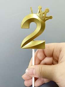 1件創意彩色皇冠數字生日蠟燭，彩色派對裝飾蠟燭 - 查看 37