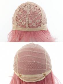 Women's Elegant Pink Bob Wig, Heat-Resistant Fiber, Straight Hair, Rose Net Cap, 100% Density, Suitable For Everyone - Versatile Pink Shoulder-Length Wig - 彩色 - 查看 10