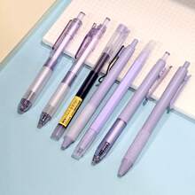 7pcs/Set ST Retractable Ballpoint Pens, Assorted Colors, Quick-Drying Ink, Suitable For Students And Office Use - Lilac Purple - View 3