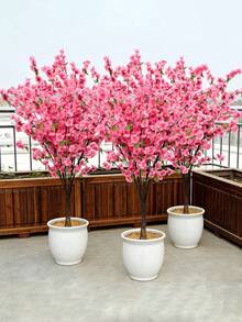 1pc Elegant Artificial Peach Blossom Branch - Decorative Flower For Garden, Suitable For Anniversary, Wedding, Easter, Birthday, New Year, Indoor/Outdoor Holiday Decor, No Power Source, Container Not Included - Pink - View 3