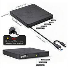 USB + Type-C 双接口外置光驱，兼容台式机、笔记本电脑、一体机和苹果电脑，支持 USB 3.0 高速传输，向下兼容 USB 2.0 和 USB 1.1 接口。二合一读写，高速读取和刻录无延迟，即插即用，无需驱动程序。 - 查看 3