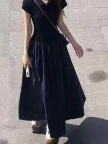 Women Midi Dresses - Navy Blue - View 1