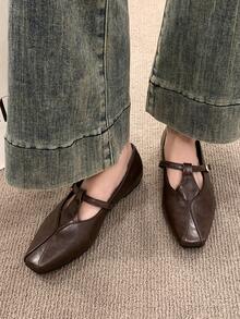 2026 Spring/Autumn New Square Toe Mary Jane Shoes, French Style Comfortable Soft Bottom Casual Shoes For Women - Brown - View 6