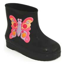 Girls' Mid-Calf Butterfly Rain Boots - Black - View 3