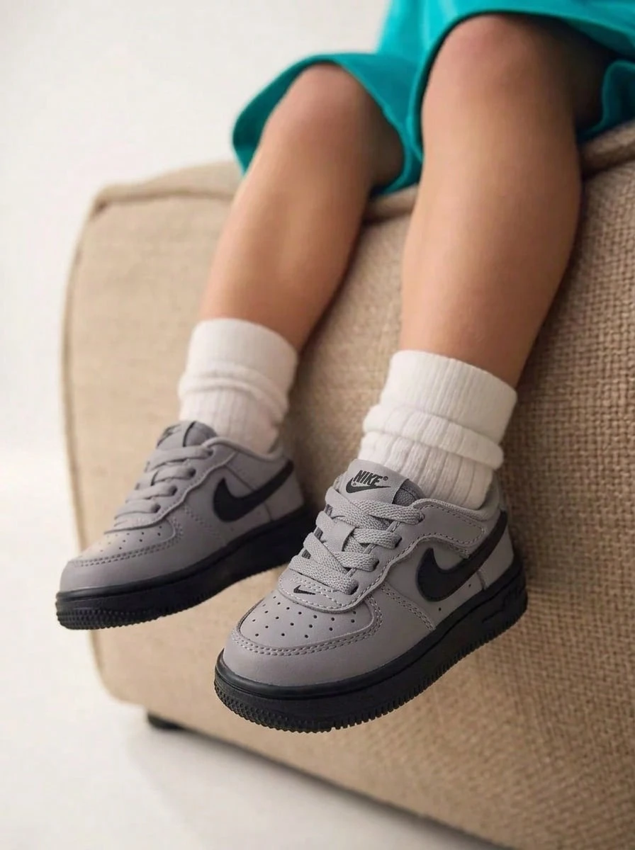 Nike Air Force 1 Kids' Sneakers Versatile Stylish Cushioned Weekend Casual Outing Grey HQ3809-001 - Wolf Grey/Dark Smoke Grey - View 1