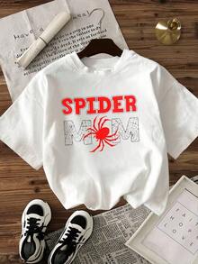 Women's Size Camisole, White Spider Mom Graphic Print, Casual Loose Fit, For Halloween Or Everyday Wear, Summer Camisoles, Graphic Camisoles, Outfits From 100% Cotton - 白色的 - 查看 2