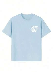 Summer Short-Sleeved T-Shirt For Boys, "67" With A Fun Digital Design. Suitable For Casual Wear, School, And Everyday Wear. - 酒紅色 - 查看 6