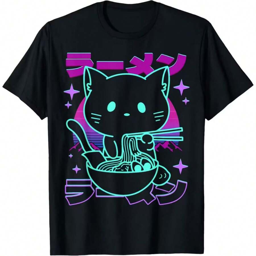 Printed T-Shirt For Men And Women - 黑色 - 查看 1