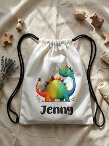 1pc Customized Name Pattern Drawstring Backpack, Can Be Customized According To Your Unique Design, Perfect For Children, Boys, Girls, Print Your Own Name Or Print Sister And Classmate's Name As A Gift To Give To Others - Multicolor - View 6