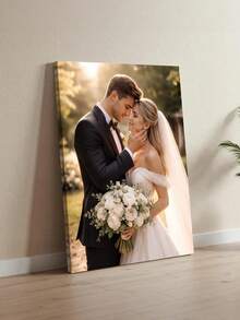 1pc Customizable Wooden Frame Canvas Wall Art - Personalized Family Portrait And Action Photos, Printing, Suitable For Living Room, Bedroom Or Home Office Decor, Cozy Room Accent, Quality Reproduction Framed Canvas Wall Hanging - Multicolor - View 5