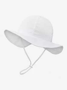 2Pcs Baby Girls' Strawberry Print & Solid Wide Brim Sun Hat, Adjustable Chin Strap UV Protection Bucket Hats For Toddler Kids Summer Beach Outdoor Activities - 2pcs - View 6