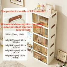 5-Layer Stackable Plastic Storage Box With Lid - Wardrobe Organizer Cabinet, 32-Inch Wide Foldable Box, Collapsible Storage Container, Craft Organizer Box, Suitable For Home, Pantry, Office, Dorm (No Wheels) - Transparent - View 2