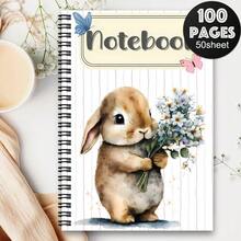 1 pieza Cuaderno de espiral con tema de Pascua, diario de viaje, planificador de oficina lindo con conejo, libreta decorativa con huevos, diario diario, regalo de fiesta, libro de visitas, planificador de reuniones, regalo de cumpleaños para mujer, cuaderno con patrón de mariposa floral y conejo - B - Ver 1