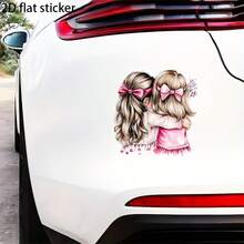 1pc Two Girls Hugging Car Sticker - Durable Fantasy Cartoon Animal Theme Decal For Car, Laptop, Truck, Window, Wall - 1pc - View 7