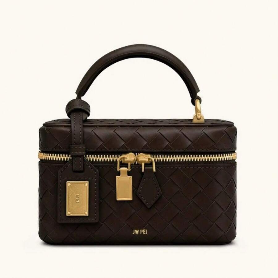 Bolso de mujer de cuero genuino tejido a mano BV Bottega Bang Bang de Andiamo Clutch Campana JWP, nuevo bolso tipo caja tejido a mano, bolso con cremallera, bolso de moda tipo lonchera, bolso de hombro. - Patrón de cocodrilo blanco - Ver 1