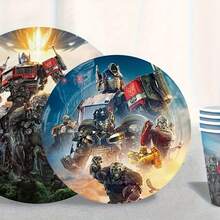 Robot Warrior Theme Disposable Party Tableware Set, Action Character Print Paper Plates, Cups And Napkins Set, Suitable For Birthday, Movie Night Party Supplies - Multicolor - View 6