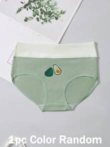 1pc Random Printed Women's Panties, Fresh Fruit Print Mid-Rise Briefs, Casual Loungewear - Multicolor - View 3