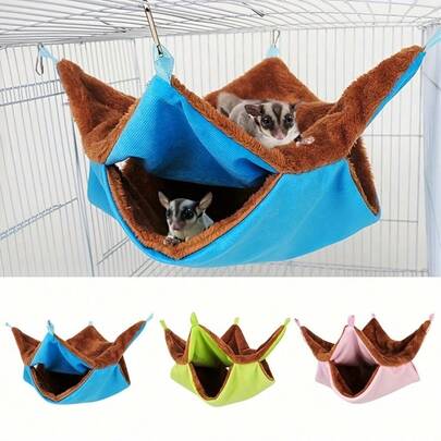 Soft Double-Layer Pet Hammock, Providing Comfortable Sleep And Hiding Space For Small Animals