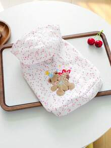 PETCIRCLE 1件宠物服装，室内外皆宜，欧美韩风，适合贵宾犬、泰迪犬、小型犬和幼犬，休闲舒适连帽衫 - Party Bear - 彩色 - 查看 1