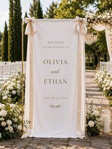 Customized Wedding Welcome Sign, Wedding Fabric Welcome Banner, Modern Wedding Welcome Banner, Customized Fabric Wedding Banner, Boho Wedding, Bridal Shower Sign, Personalized Name Wedding Sign, Minimalist Welcome Sign, Fabric Welcome Sign, Wedding Decor, Customized Fabric Wedding Sign, Personalized Party Decor, Minimalist Sign, Fabric Sign, Wedding Wedding Welcome Sign, 3 Fabric Types For Banner, Personalized Party Decor, Minimalist Sign, Fabric Sign, Wedding Wedding Welcome Sign - Multicolor - View 5