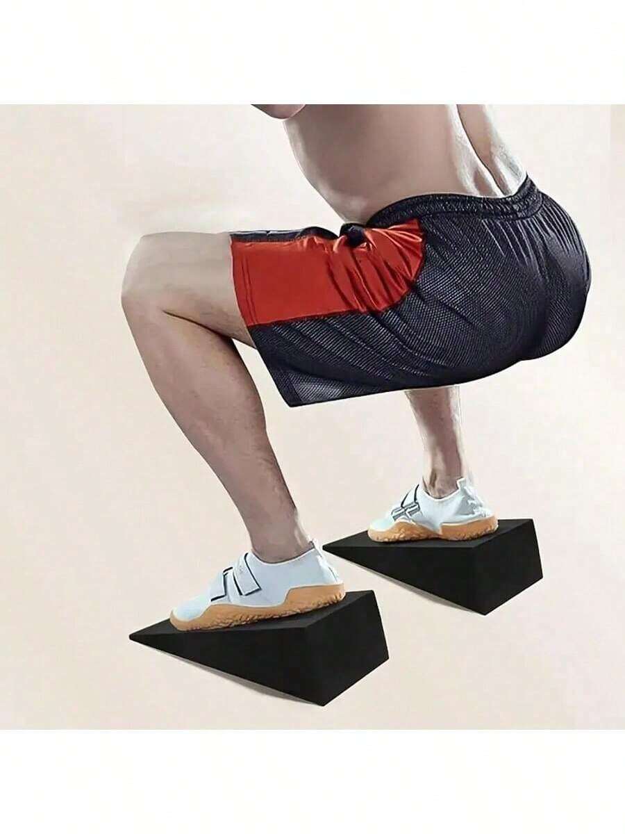 2pcs Yoga Bricks Calf Stretch Ramp, Used For Enhancing Stability Training, Leg Strength And Balance - Durable Black Fitness Equipment, Suitable For Weightlifting, Leg And Deep Stretching, Sturdy Structure, Training Aid Designed For Fitness