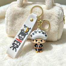 Miniso 名创优品 海贼王 特拉法尔加·罗 白色卡通 PVC 钥匙扣挂件，优质柔软 PVC 手提包配饰，金属扣背包挂件，动漫风格包包装饰，可爱行李牌挂件，日常必备钥匙扣，趣味旅行礼物收藏品 - 樣式 1 - 查看 2