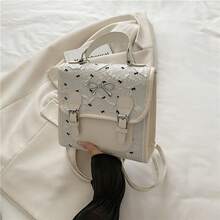 Bolso de mano moderno y versátil para mujer, estilo casual elegante con un toque de alta gama, bolso de hombro estiloso ideal para ir de compras, mochila pequeña con estampado de lazo estilo universitario para mujer, nueva mochila de viaje casual y elegante, versión coreana de moda para el verano de 2026. - Rosa sin colgante - Ver 8