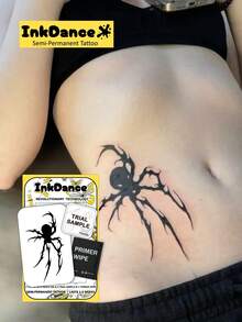 1 Kit "Spider" Technology Tattoos, Semi-Permanent Tattoos, Temporary Tattoos, Long Lasting, Fake Tattoos, Water-Resistant, Scorpion, Authentic Tattoo Look, Plant-Based D271 - Black - View 1