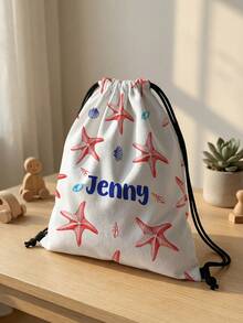 1pc Customizable Name Drawstring Backpack With Bow Pattern, Can Be Customized Based On Your Unique Design, Perfect For Boys, Girls, Teenagers, Print Your Own Name Or Print Your Sister's And Classmates' Names As Gifts To Give To Others - Multicolor - View 4