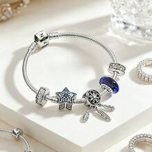 PANDORA Star Wish Sparkling Bracelet Set 925 Silver DIY Bracelet Set Couple Basic Bracelet Set 925 Silver Bracelet Set Girlfriend Gift Birthday Gift Christmas Gift Mother's Day Gift Back To School Gift - Blue - View 1