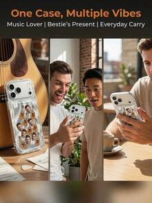 Customizable Shaker Phone Case, Transparent Quicksand Phone Protective Cover, Guitar Theme Creative Phone Case, Fun Photo Printable Phone Case, Transparent Soft Silicone Material Wave Pattern Shockproof Frame, Customizable Photo, Built-In Shaker Decoration And 2D Print Design, Suitable For Couples, Music Lovers - Multicolor - View 4