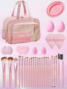35 PIEZAS Juego de herramientas de maquillaje que incluye: 24 PIEZAS Juego de brochas de maquillaje + 4 PIEZAS Esponjas de polvos de cojín de aire mini + 2 PIEZAS Esponjas de maquillaje mini + 2 PIEZAS Esponjas de polvos triangulares + 2 PIEZAS Esponjas de maquillaje + 1 pieza Herramientas de limpieza de brochas de maquillaje - Multicolor - Ver 1