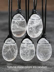Yumfeel Natural Transparent Crystal Pendant Necklace Unisex - Asymmetrical Water Drop Pendant, Hand Woven. Bohemian Summer Beach Style. Suitable For Daily Wear. Perfect Gift - White - View 12