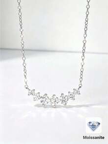 Mặt dây chuyền hình nụ cười Moissanite 1.22CT, mạ vàng trắng S925, thiết kế tối giản sang trọng, lấp lánh, phù hợp để đeo hàng ngày, làm quà cưới, quà sinh nhật, quà kỷ niệm, quà năm mới. - Bạc - Xem 1