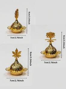 Gold-Plated Hollow Incense Holder 3 Optional Lids Luxury Home Decor Incense Burner - Multicolor - View 4