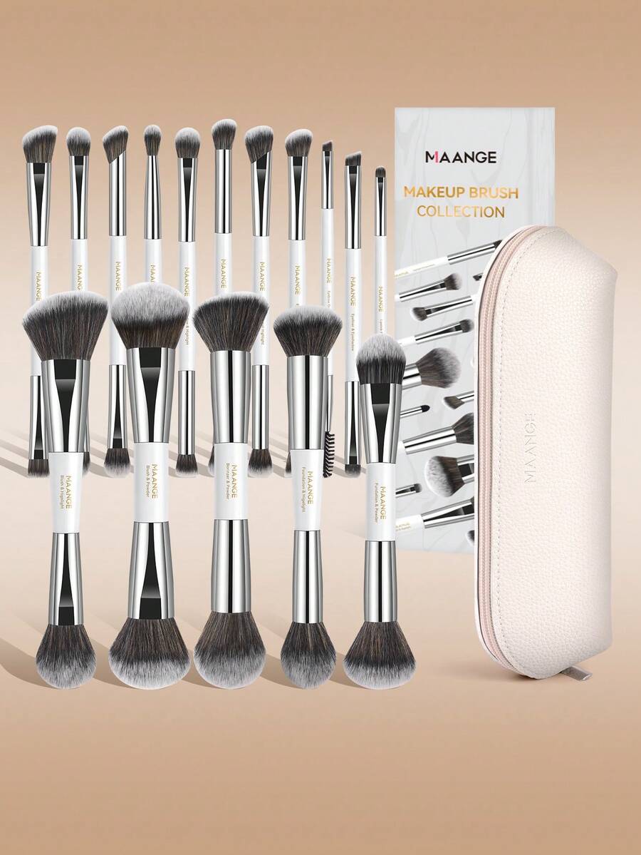 MAANGE Bộ 16/17 cọ trang điểm, bao gồm cọ mặt, cọ nền, cọ má hồng, cọ che khuyết điểm, cọ tạo khối, cọ mũi, cọ mắt, cọ chi tiết, cọ nền, cọ highlight. Phù hợp cho các sản phẩm dạng lỏng, kem và phấn. Có thể dùng để chấm điểm, tán màu, quà tặng lý tưởng cho phụ nữ.