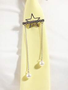 1 pieza Corbata con decoración de cadena de estrella de perla de cristal sintético de moda unisex casual, adecuada para uso diario, escuela, citas, salidas, fiestas - Multicolor - Ver 3